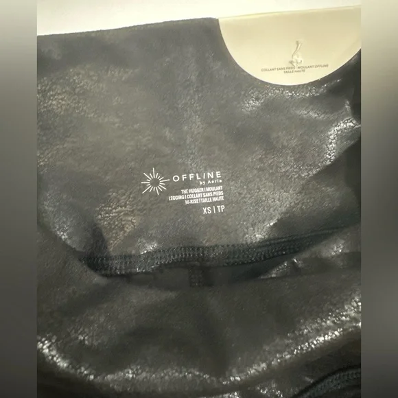 Offline Aerie Crossover High Waisted Crackle Leggings Black - XS/TP - Picture 6 of 6